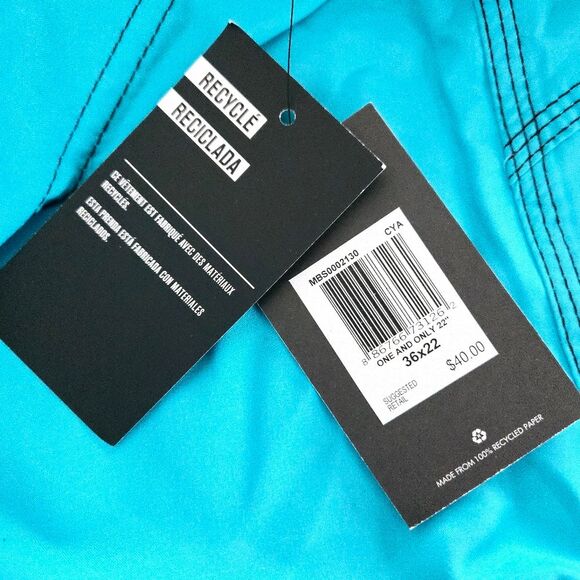 Hurley Mens One & Only 22 Inch Boardshorts Size 36 Bright Cyan Blue Swim Trunks - Picture 10 of 12